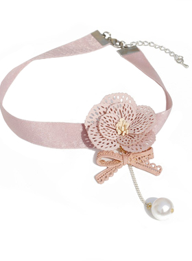 花朵超柔缎带优雅公主新品项链