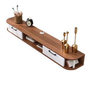 北欧简约现代悬挂式壁挂电视柜小户型客厅实木机顶盒置物架挂墙上