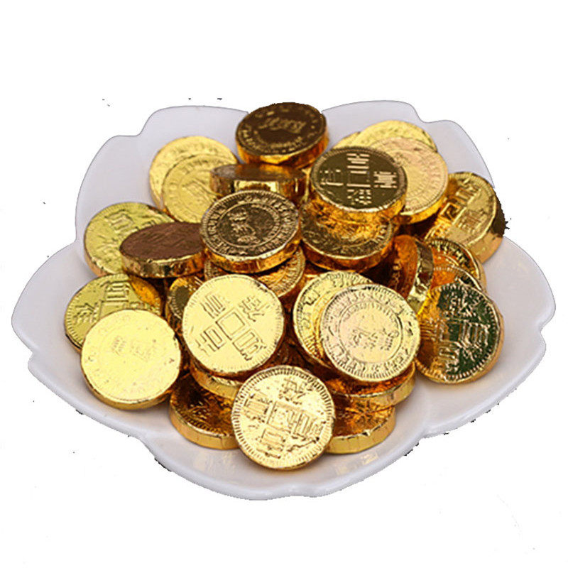 生日蛋糕装饰巧克力金币元宝花生金条烘焙装饰摆件暴富金蛋糕插牌