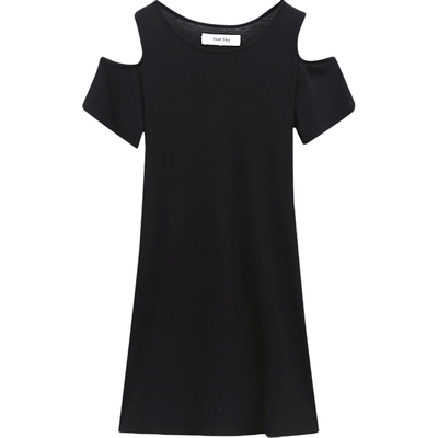 夏季新款露肩显瘦chic风连衣裙