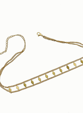 菱形高级感金色短款钛钢锁骨链