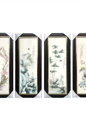 手绘中式风仿古客厅装饰画