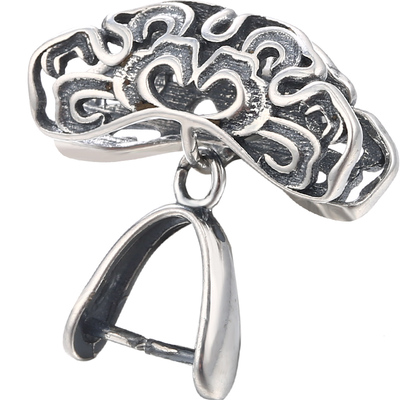 简约复古镶嵌蜜蜡链接扣银吊坠