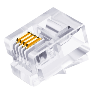 纯铜镀金三叉6P4C2C6C RJ11电话水晶头两芯四芯六芯电话线水晶头