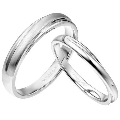 WithLove18K金素金情侣对戒定制