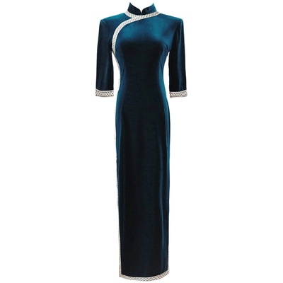 丝绒少女长款优雅风名媛秋季旗袍