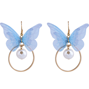 蝴蝶耳环耳钉女气质韩国个性潮人网红耳坠简约百搭耳饰品超仙耳线