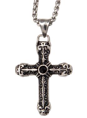 钛钢复古十字架男士欧美健身吊坠