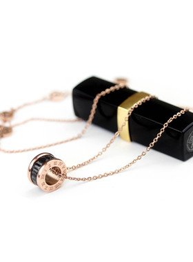 韩国时尚风钛钢短款罗马数字项链