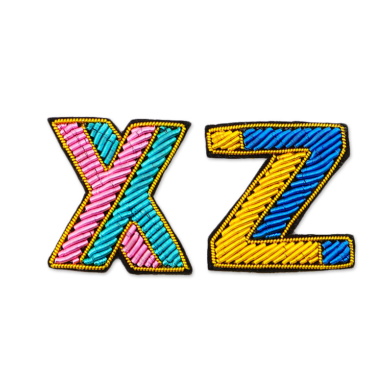 肖战同款印度丝手工刺绣XZ字母胸针女衣服包包鞋帽别针男卡通胸花