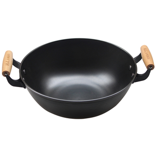 陆川铁人牌铸铁汤锅无涂层不粘锅双耳加深电磁炉平底煲汤锅蒸炖锅