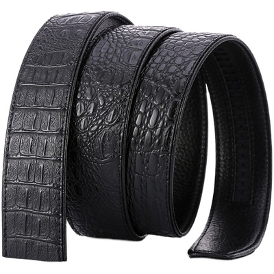 无头男士鳄鱼纹纯光身自动扣皮带