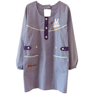 反穿罩衣家用厨房防水防油大人长袖女士棉质时尚可爱韩版上班围裙