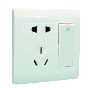 奇胜电源86型带开关插座面板白色家用明暗装一开五孔二三插座工程