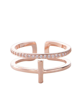 十字架双层镶钻可调节日韩版首饰