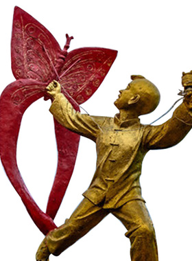 小孩户外田园风景观人物雕塑定制