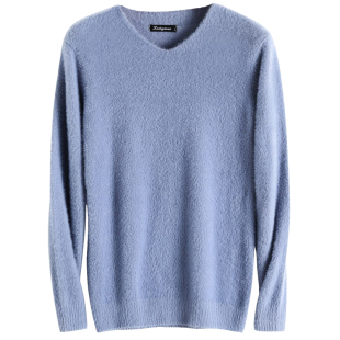 毛毛衣男冬季青年v领打底衫水貂绒内搭针织衫冬天男士保暖上衣服