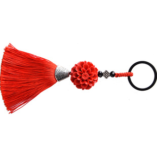 扬州漆器红色小号随手礼剔红雕漆朱砂男女士钥匙扣挂件送老外礼物