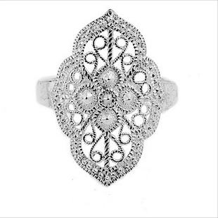 999纯银戒指 民族风女款宫廷古典镂花戒子个性时尚 开口足银指环