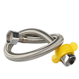 双头304不锈钢编织制软管马桶三角阀龙头连接冷热进水4分15防爆管