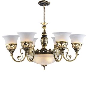 欧式吊灯简约复古铜色6头酒店客厅灯卧室书房餐厅复式楼大气豪华