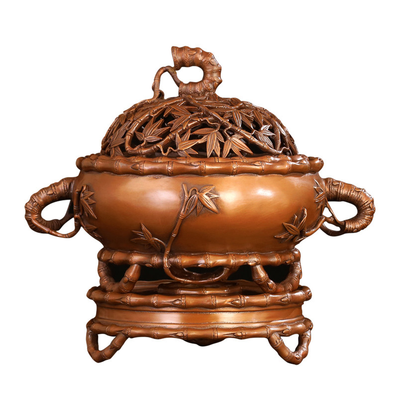 纯紫铜连座手工佛具用品香炉