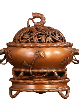 纯紫铜连座手工佛具用品香炉