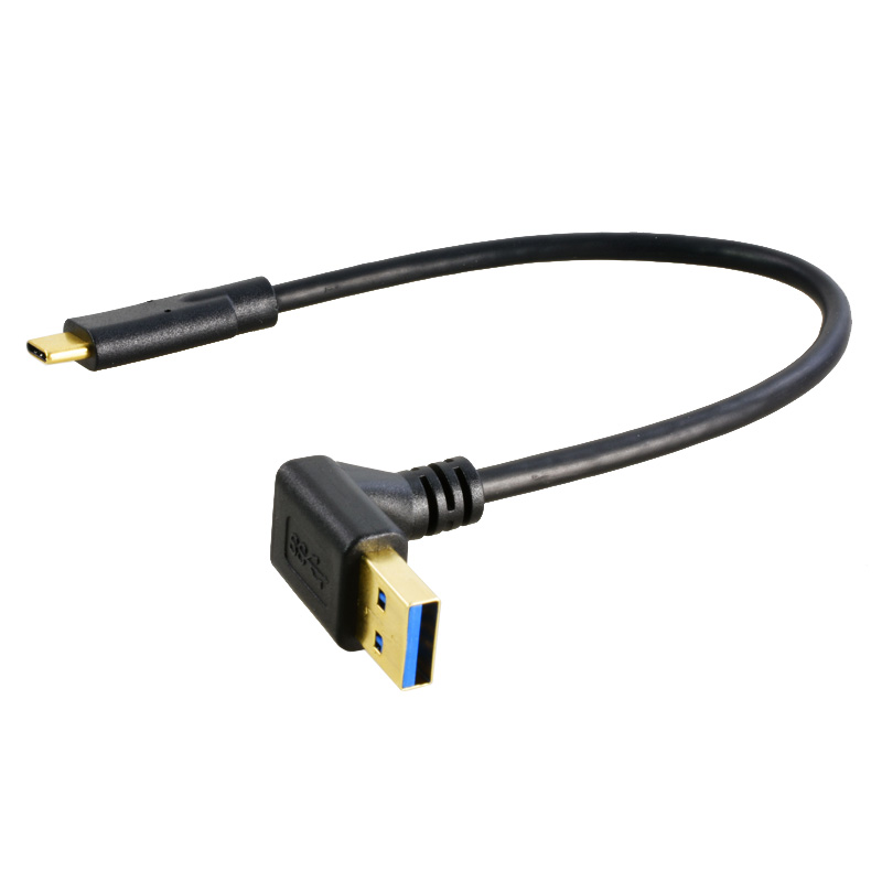 镀金弯头typec数据线转usb3.0硬盘电脑高速冲电传输线短线type-c车载车机投屏Carplay手机充电线usb3.2 gen1