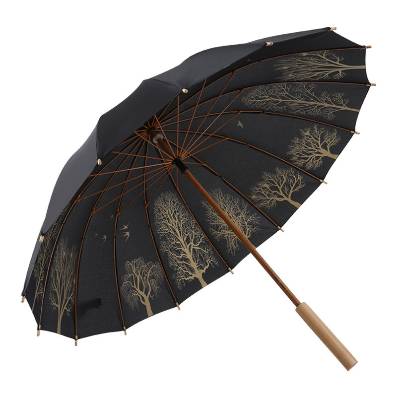 美度16K竹芯雨伞复古风晴雨两用伞长柄遮阳伞男女情侣创意竹木伞