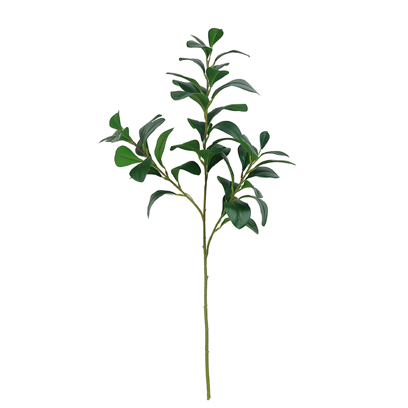 仿真绿植叶子美式田园三杈手感叶榕树枝搭配绿叶装饰植物塑料假花