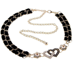 金属装饰腰带韩版百搭女士镶钻连衣裙配饰毛衫时尚新皮草专用腰链