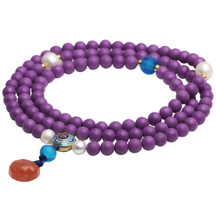 心斋堂【禅风】紫云母石手串佛珠民族风108颗手链女项链水晶饰品