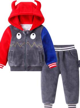 特价男宝宝秋冬棉服套装加绒加厚一1二三3四岁儿童冬款外出服