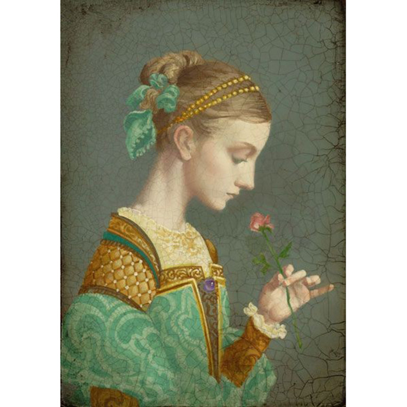 印花法国名画风人物少女十字绣