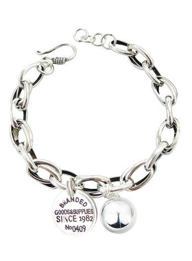 s925纯银手链女生网红圆球圆牌