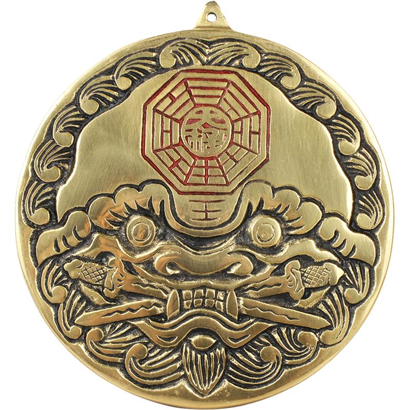 纯铜八卦镜凸镜挂件兽头铜镜子