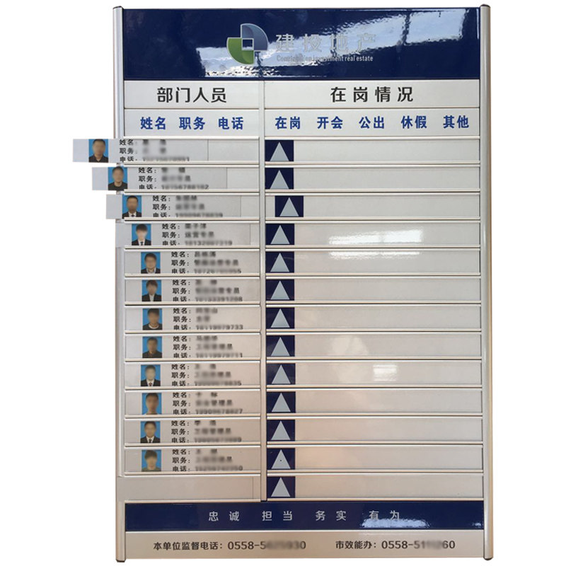 楼层去向牌铝合金定制可变更人员岗位指示牌导示牌公司标识职务状