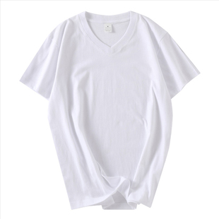 两件装 200g纯棉V领T恤纯白色鸡心领体恤短袖男女打底衫全棉半袖