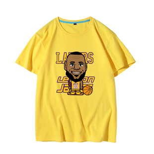 2022新款詹姆斯湖人23号Q版卡通t恤湖人队篮球衣服男女情侣短袖夏