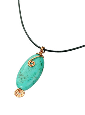 素元绿色优化松椭圆形项链长款毛衣链吊坠藏族民族风手工纯银配饰