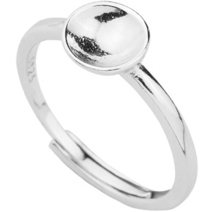 s925纯银无孔珍珠圆珠配件戒指托空托DIY镶嵌银托活口女银饰托架