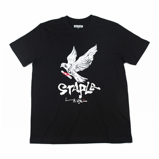 纽约潮牌staple联名朱敬一 飞鸽传书 中国限定水墨风刺绣 短袖T恤