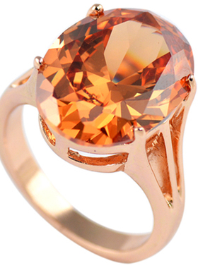 包邮新品韩版公主方女黄水晶戒指