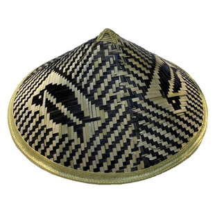 竹编男士遮阳钓鱼帽手工编制三条鱼斗笠帽大沿防晒草帽田园采茶帽