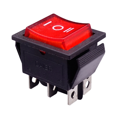 船型开关 KCD2 KCD4 3档6个脚中间停位 纯铜触点 黑红绿