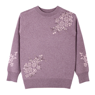 老年人冬装女妈妈加厚毛衣半高领套头羊毛衫奶奶装针织打底衫上衣