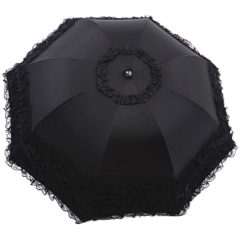 太阳伞防晒防紫外线雨伞女晴雨两用折叠黑胶蕾丝公主遮阳洋伞女神_虎窝淘