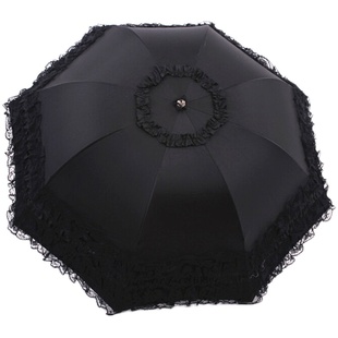 太阳伞防晒防紫外线雨伞女晴雨两用折叠黑胶蕾丝公主遮阳洋伞女神