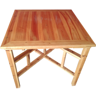 杉木餐桌透明清漆中式八仙桌农村供桌折叠拆卸正方形方桌酒席桌子