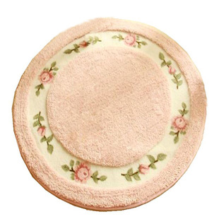 田园玫瑰花圆形地毯地垫客厅门厅床边地毯书桌化妆台化妆椅垫子毯